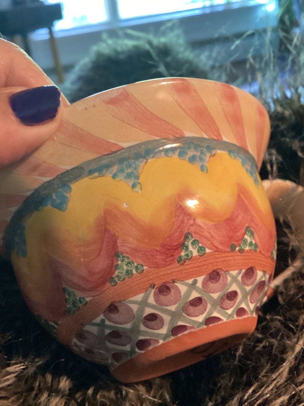 Mackenzie Childs KEUKENHOFF tea saucer  Hand Painted Ceramic Stamped🌺🌸❣️❣️❣️❣️